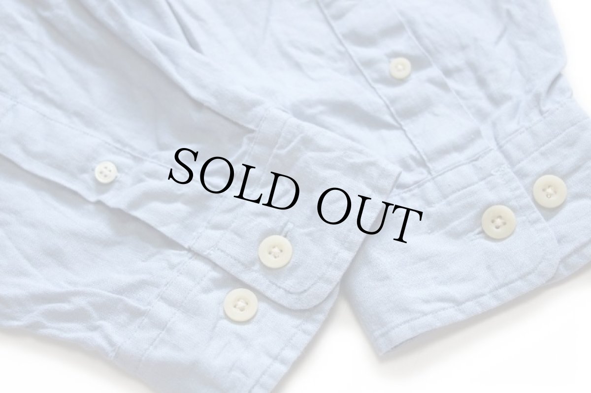 画像5: 00s EddieBauerエディーバウアー 無地 ボタンダウン リネンシャツ スカイブルー★特大 (5)