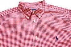 画像3: ラルフローレン ギンガムチェック ボタンダウン コットンシャツ 赤×白 ボーイズXL (3)
