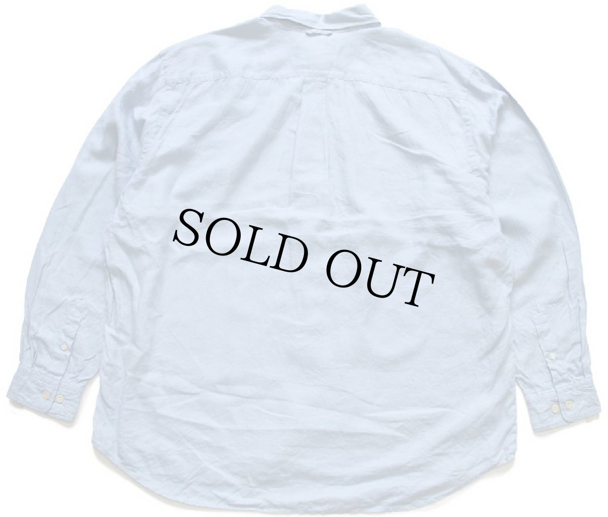 画像2: 00s EddieBauerエディーバウアー 無地 ボタンダウン リネンシャツ スカイブルー★特大 (2)