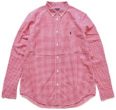 画像1: ラルフローレン ギンガムチェック ボタンダウン コットンシャツ 赤×白 ボーイズXL (1)