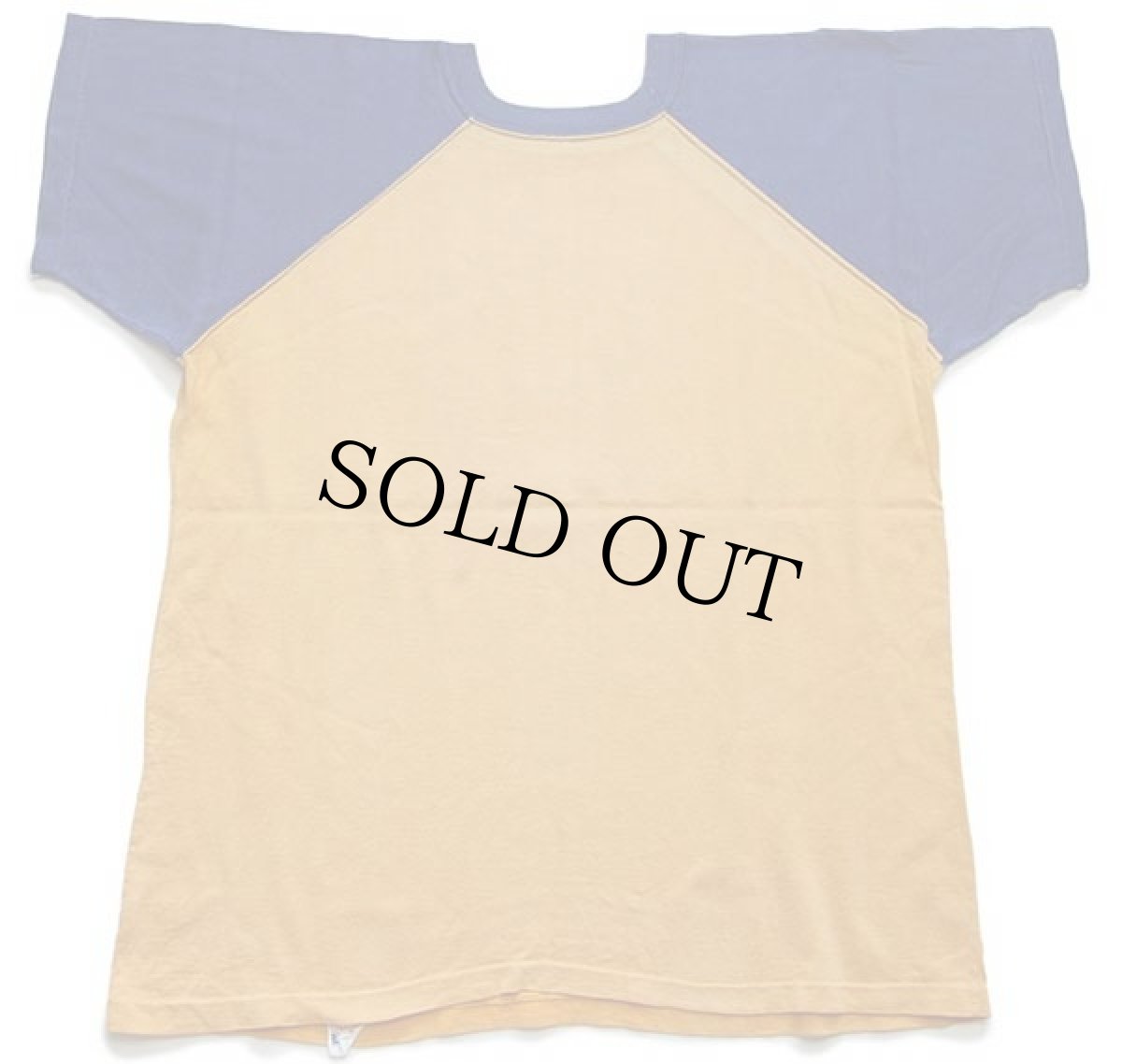 画像3: 60s CHAMPIONチャンピオン ランタグ FAITH Church LUTHERAN 三段中抜き フロッキープリント コットン ラグランTシャツ マスタード×紺 44 (3)