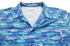 画像3: Columbiaコロンビア PFG 魚 総柄 半袖 コットン フィッシングシャツ M (3)