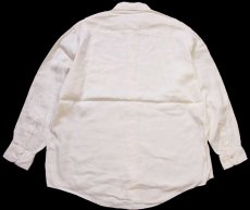 画像2: 90s USA製 Brooks Brothersブルックスブラザーズ Makers 無地 ワイドカラー コットンシャツ アイボリー 17-5 (2)