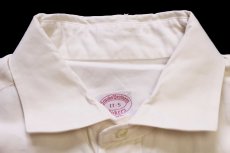 画像4: 90s USA製 Brooks Brothersブルックスブラザーズ Makers 無地 ワイドカラー コットンシャツ アイボリー 17-5 (4)