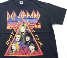 画像1: DEf LEPPARD HYSTERIA WORLD TOUR コットン バンドTシャツ 黒 L (1)