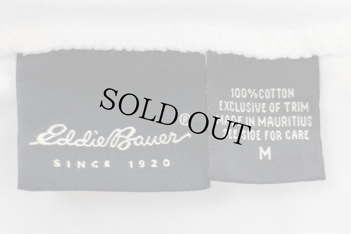 画像4: 00s EddieBauerエディーバウアー 無地 モックネック コットン 長袖Tシャツ 白 (4)