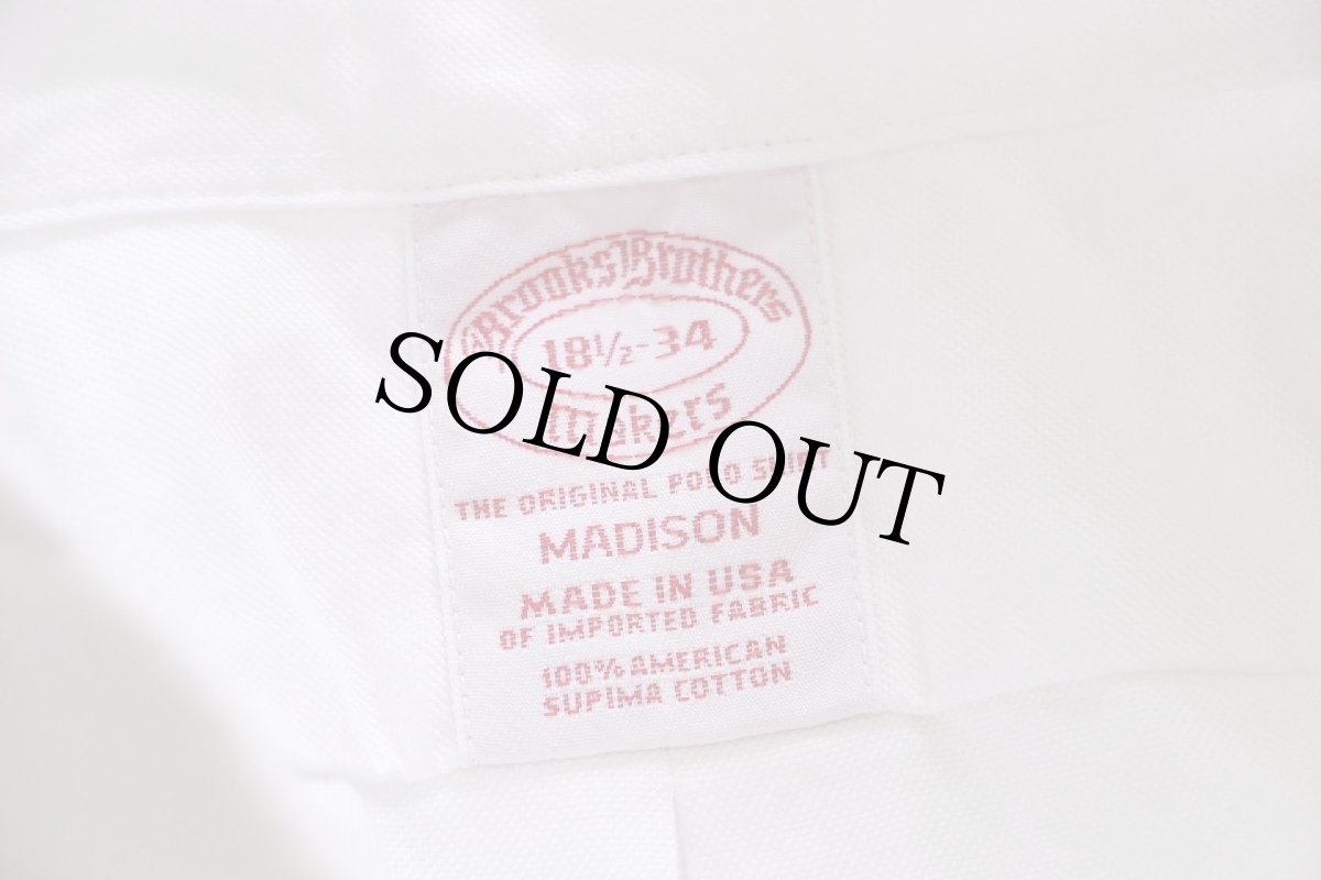 画像4: USA製 Brooks Brothersブルックスブラザーズ Makers MADISON 無地 ボタンダウン オックスフォード スーピマ コットンシャツ 白 18.5 (4)