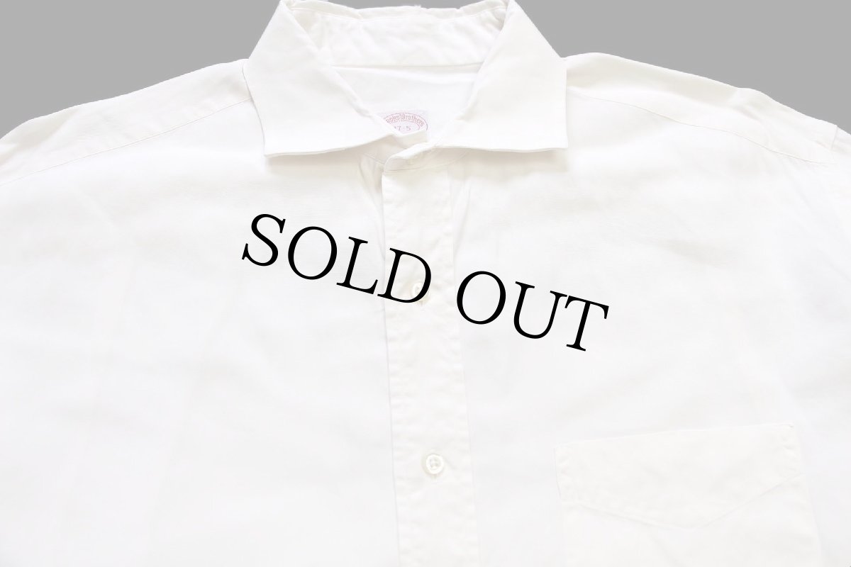 画像3: 90s USA製 Brooks Brothersブルックスブラザーズ Makers 無地 ワイドカラー コットンシャツ アイボリー 17-5 (3)