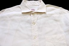 画像3: 90s USA製 Brooks Brothersブルックスブラザーズ Makers 無地 ワイドカラー コットンシャツ アイボリー 17-5 (3)