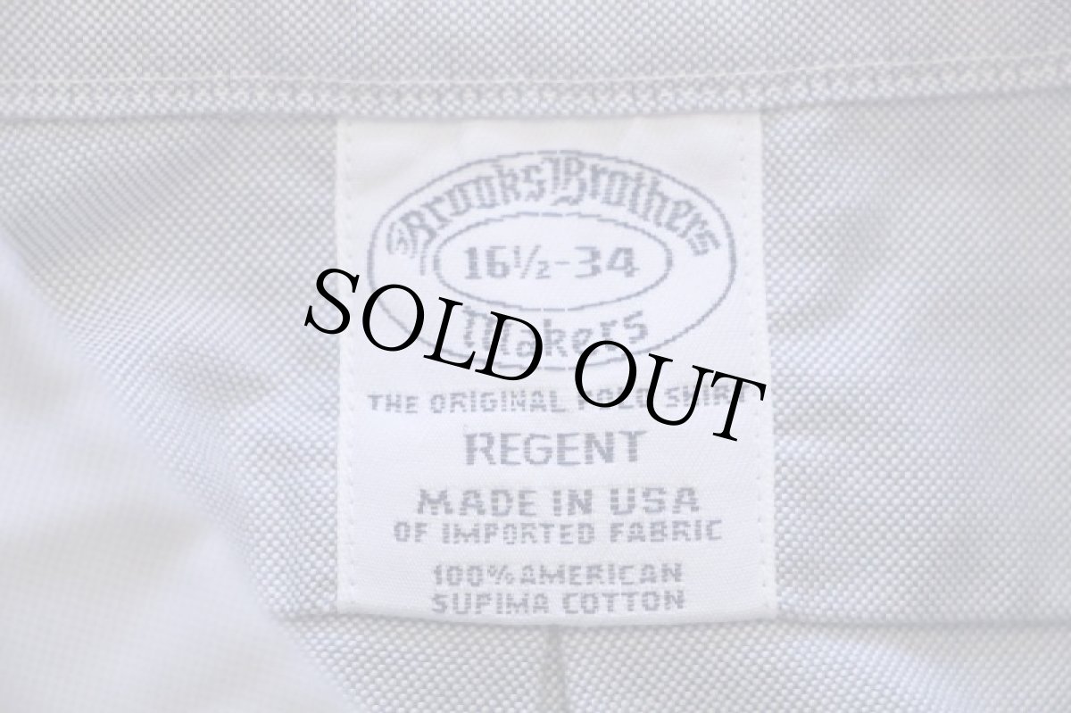 画像4: USA製 Brooks Brothersブルックスブラザーズ Makers REGENT 無地 ボタンダウン オックスフォード スーピマ コットンシャツ サックス 16.5 (4)