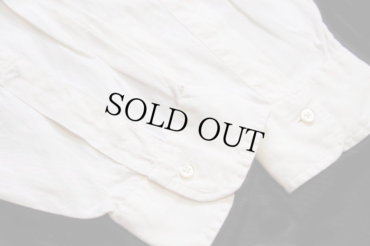 画像6: 90s USA製 Brooks Brothersブルックスブラザーズ Makers 無地 ワイドカラー コットンシャツ アイボリー 17-5 (6)