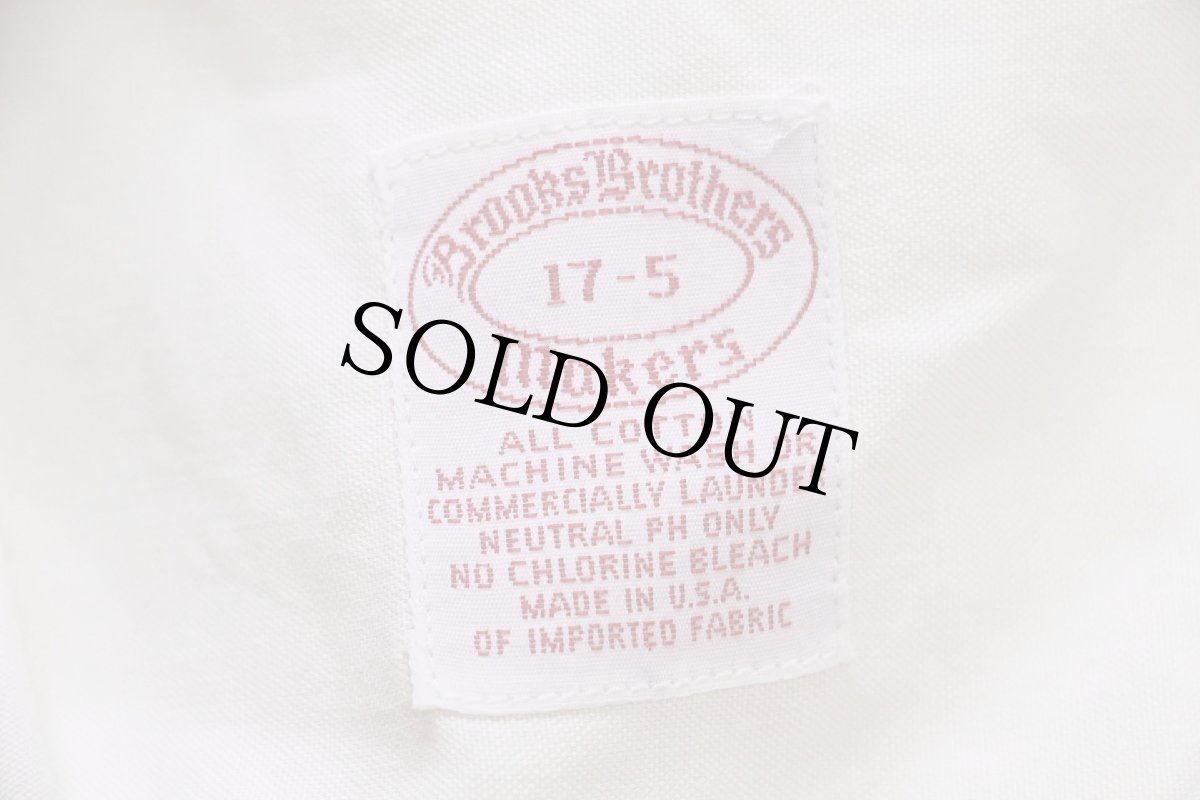 画像5: 90s USA製 Brooks Brothersブルックスブラザーズ Makers 無地 ワイドカラー コットンシャツ アイボリー 17-5 (5)