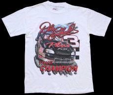 画像2: 90s USA製 NASCAR Dale Earnhardt 3 TRUE CHAMPION 両面プリント コットンTシャツ 白 M (2)