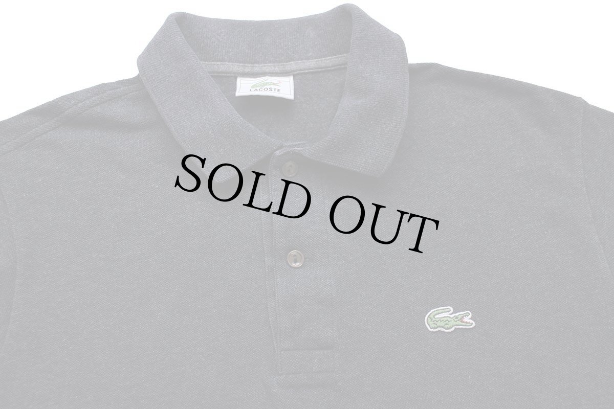 画像3: 80s LACOSTEラコステ ワンポイント コットン 鹿の子 長袖ポロシャツ チャコールグレー 4★114 (3)