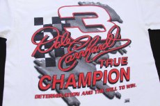 画像4: 90s USA製 NASCAR Dale Earnhardt 3 TRUE CHAMPION 両面プリント コットンTシャツ 白 M (4)