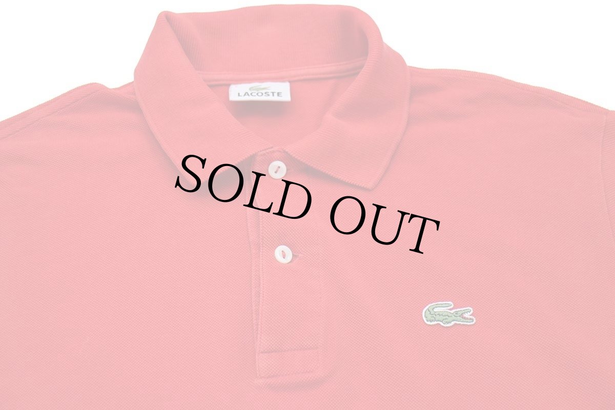 画像3: 90s LACOSTEラコステ ワンポイント コットン 鹿の子 長袖ポロシャツ 赤 5★115 (3)