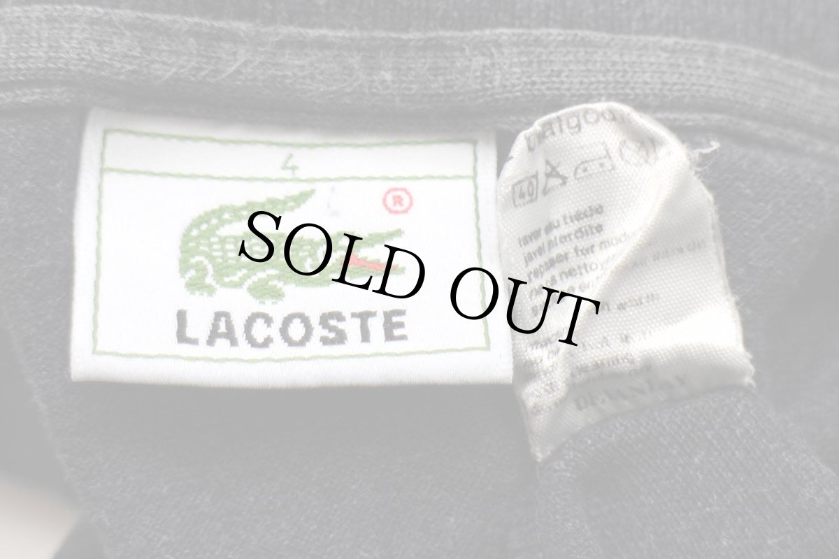 画像4: 80s LACOSTEラコステ ワンポイント コットン 鹿の子 長袖ポロシャツ チャコールグレー 4★114 (4)