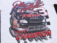 画像1: 90s USA製 NASCAR Dale Earnhardt 3 TRUE CHAMPION 両面プリント コットンTシャツ 白 M (1)