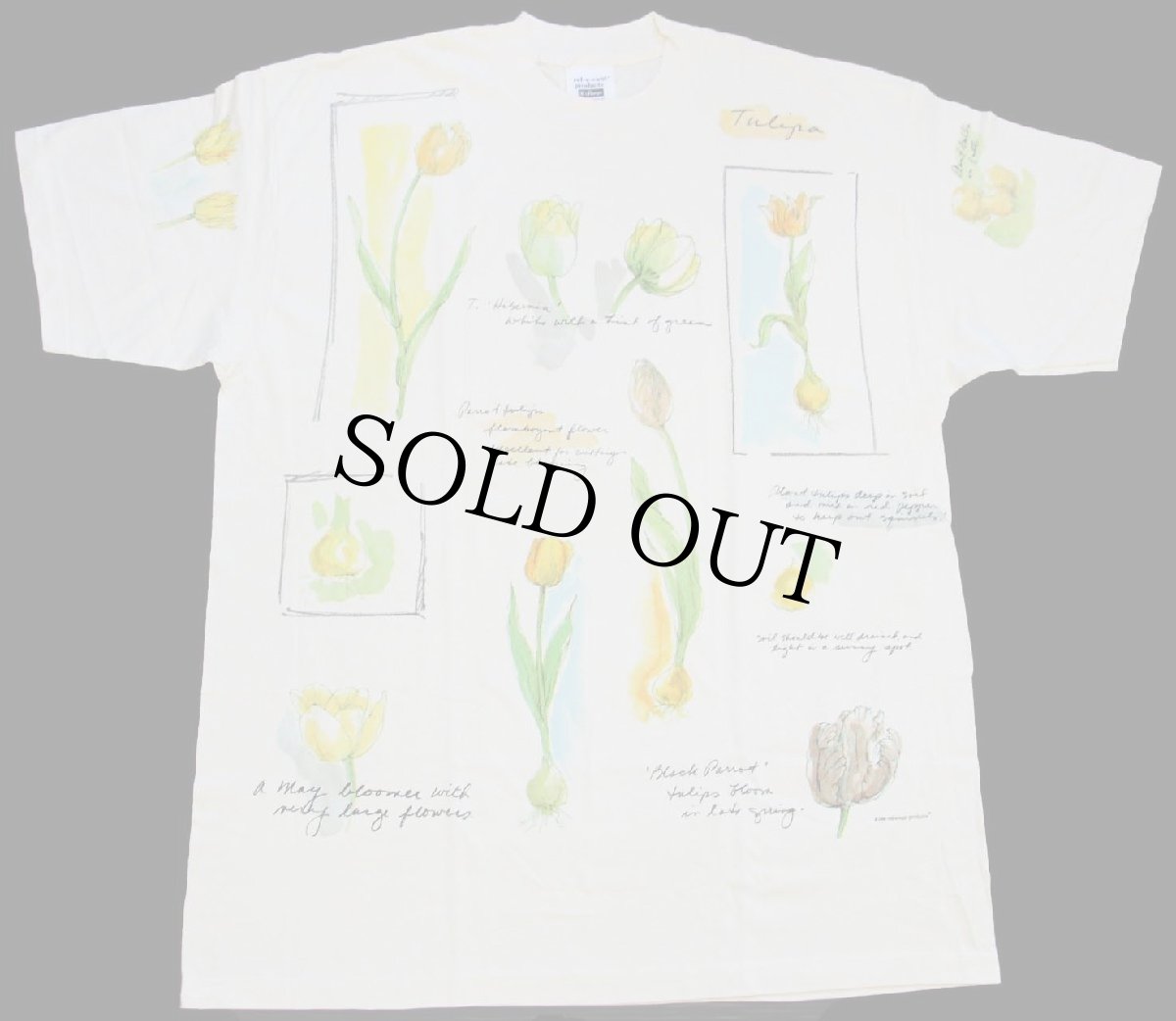 画像2: デッドストック★90s USA製 rel e vant products チューリップ アート コットンTシャツ 生成り XL★B (2)