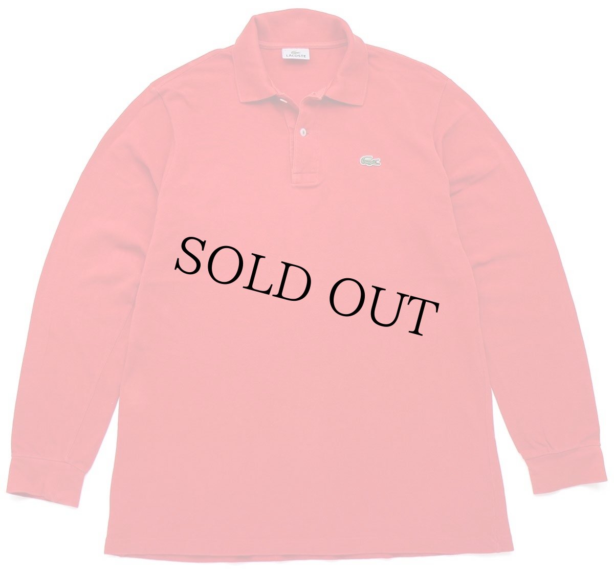 画像1: 90s LACOSTEラコステ ワンポイント コットン 鹿の子 長袖ポロシャツ 赤 5★115 (1)