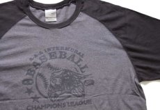 画像1: 00s NIKEナイキ AAA BASEBALL CHAMPIONS LEAGUE コットン ラグランTシャツ XXL★特大 (1)