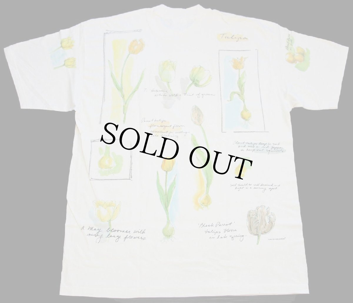 画像3: デッドストック★90s USA製 rel e vant products チューリップ アート コットンTシャツ 生成り XL★B (3)