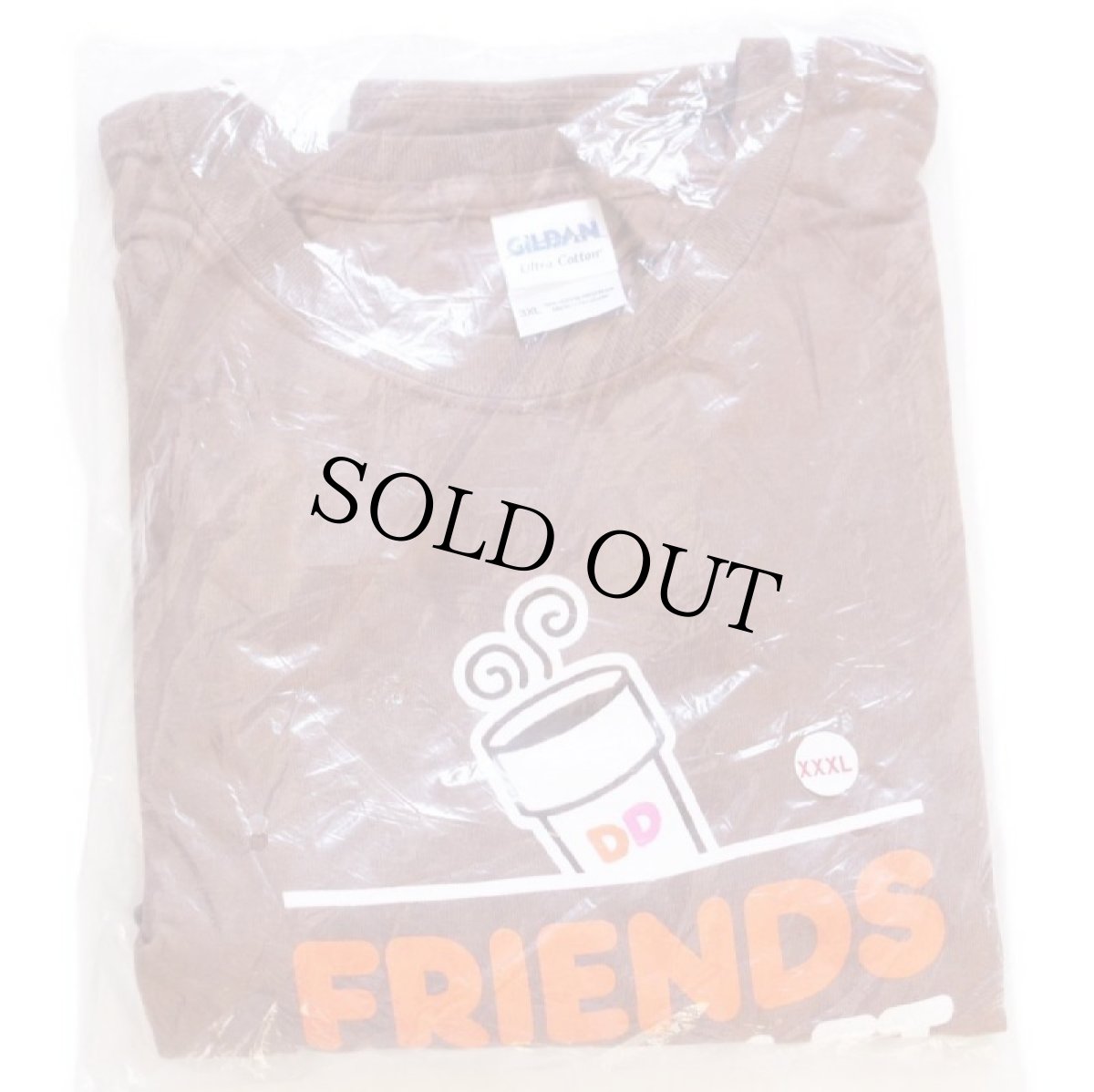 画像1: 未使用★Dunkin' Donuts ダンキンドーナツ FRIENDS DON'T LET FRIENDS DRINK STARBUCKS コットンTシャツ 茶 3XL (1)
