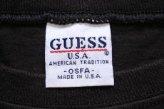 画像4: 90s USA製 GUESSゲス AMERICANA 星条旗 コットンTシャツ 黒 OSFA (4)