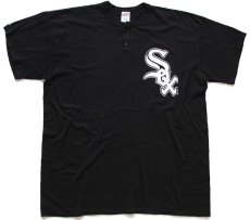 画像2: 00s Majestic MLB WHITE SOX ホワイトソックス ヘンリーネック Tシャツ 黒 XXL★特大 (2)