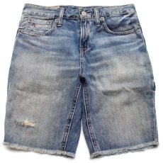 画像1: ポロ ラルフローレン SLOUCH SLIM ビンテージ&カットオフ加工 デニム ペインター ショートパンツ ボーイズ10 (1)