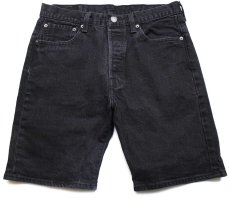 画像1: Levi'sリーバイス 501 ストレッチ ブラックデニム ショートパンツ w32 L9★ショーツ (1)