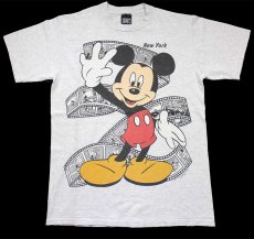 画像1: 90s USA製 Disneyディズニー ミッキー マウス フィルム New York コットンTシャツ 杢ライトグレー (1)