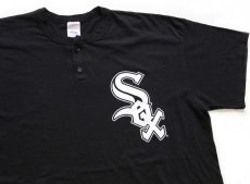 画像1: 00s Majestic MLB WHITE SOX ホワイトソックス ヘンリーネック Tシャツ 黒 XXL★特大 (1)