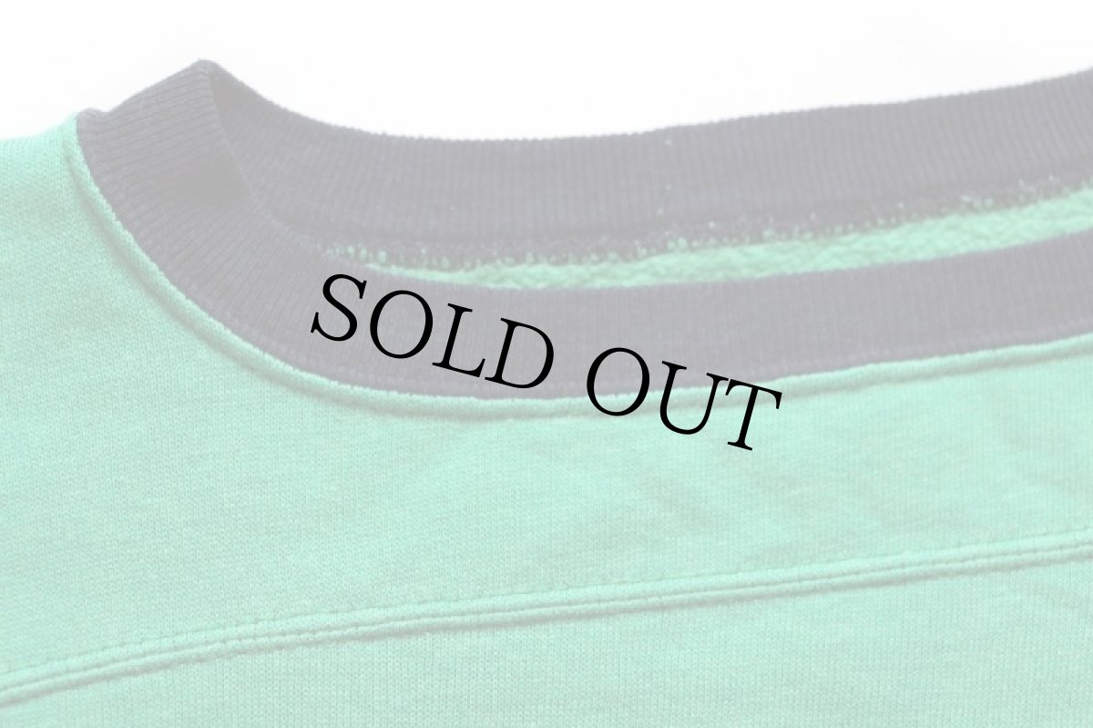 画像5: 80s スヌーピー GENIUS ひび割れプリント ツートン 切り替え 半袖スウェット 緑×紺 (5)