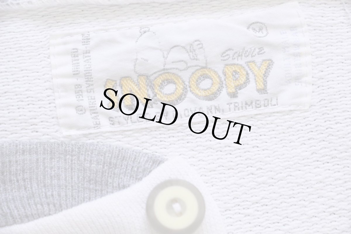 画像5: 80s イタリア製 SNOOPY UNIVERSITY スヌーピー 染み込みプリント ヘンリーネック 半袖スウェット 白 (5)