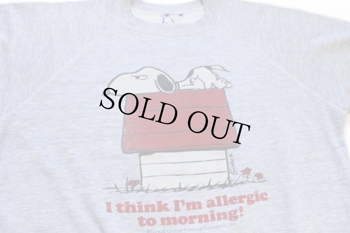 画像3: 80s SNOOPY スヌーピー I think I'm allergic to morning! スウェット 杢ブルーグレー (3)