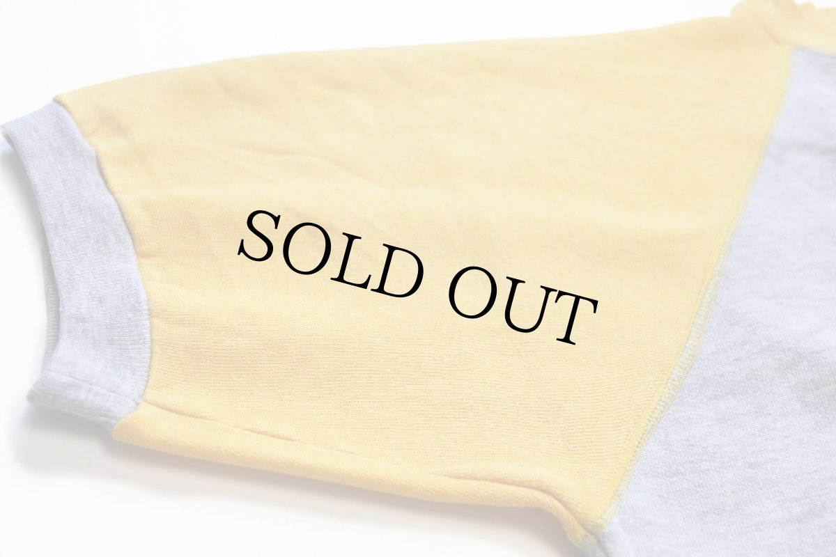 画像8: 80s ポルトガル製 SNOOPY スヌーピー BORN TO SLEEP IN THE SUN ツートン 半袖スウェット 杢グレー×黄 XL (8)