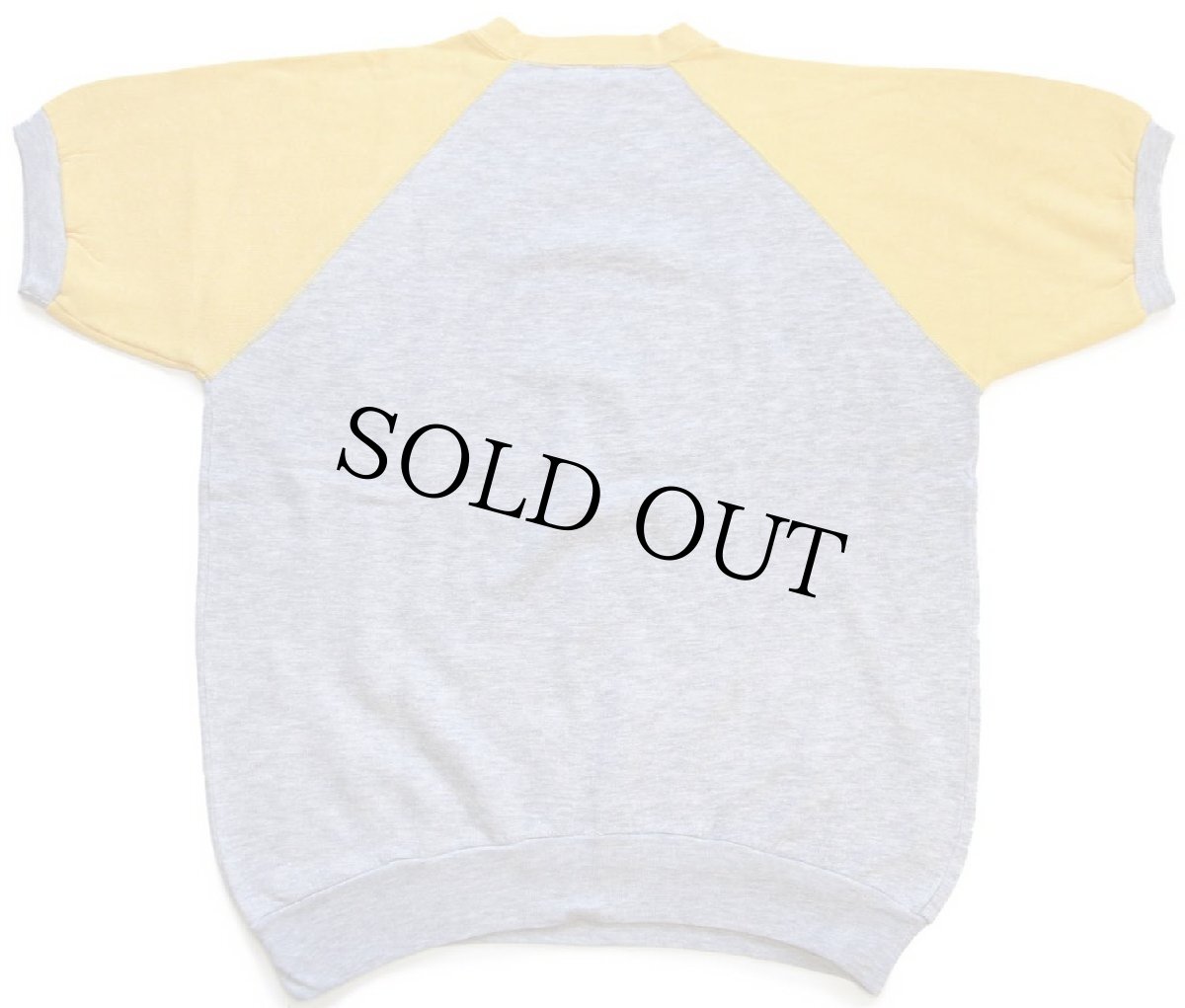 画像2: 80s ポルトガル製 SNOOPY スヌーピー BORN TO SLEEP IN THE SUN ツートン 半袖スウェット 杢グレー×黄 XL (2)