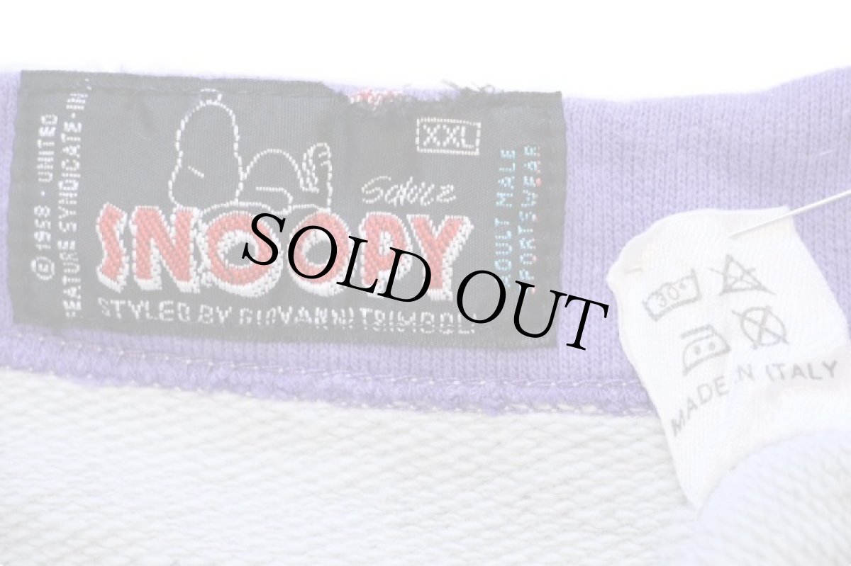 画像5: 80s イタリア製 SNOOPY スヌーピー ゴルフ 発泡プリント ツートン スウェット 杢グレー×紫 XXL (5)