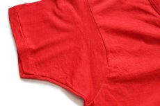 画像6: 70s USA製 FRUIT OF THE LOOM 無地 バインダー Vネック コットンTシャツ 赤 L (6)