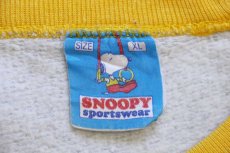 画像6: 80s ポルトガル製 SNOOPY スヌーピー BORN TO SLEEP IN THE SUN ツートン 半袖スウェット 杢グレー×黄 XL (6)