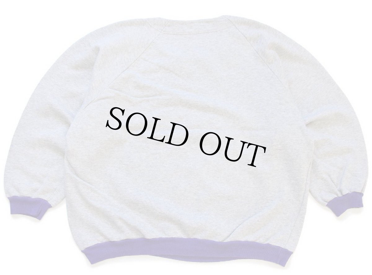 画像2: 80s イタリア製 SNOOPY スヌーピー ゴルフ 発泡プリント ツートン スウェット 杢グレー×紫 XXL (2)