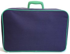 画像2: 70s Aviva SNOOPY スヌーピー ウッドストック スーツケース ナス紺×緑 (2)