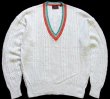 80s CHAPS ラルフローレン Vネック ケーブル編み リネン×コットン