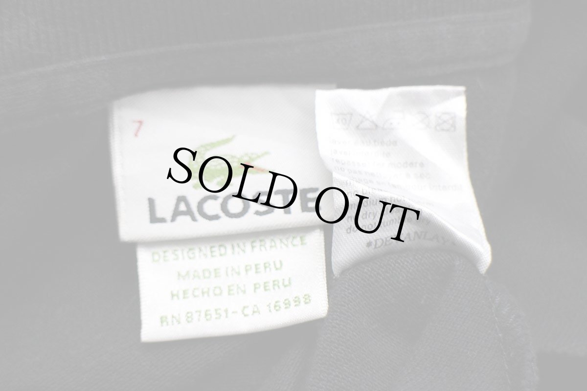 画像4: 00s LACOSTEラコステ ワンポイント コットン 鹿の子 ポロシャツ 黒 7★147 (4)