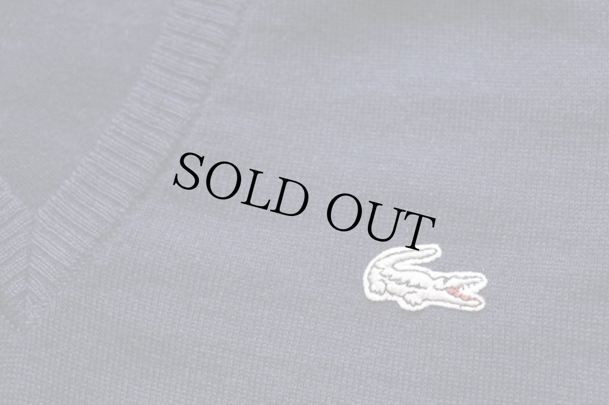 画像6: 70s フランス製 CHEMISE LACOSTE ラコステ ワンポイント Vネック ウールニット ベスト セーター 紺 4 (6)
