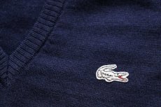 画像6: 70s フランス製 CHEMISE LACOSTE ラコステ ワンポイント Vネック ウールニット ベスト セーター 紺 4 (6)