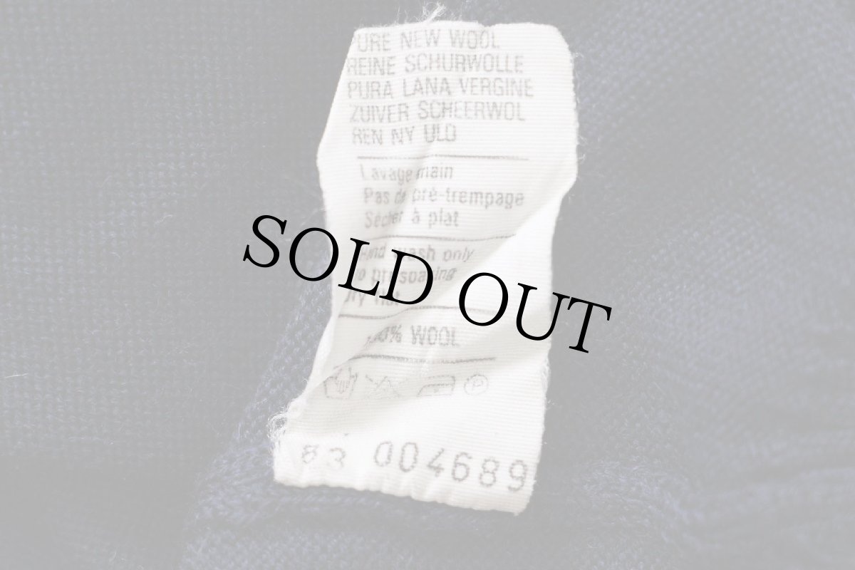 画像5: 70s フランス製 CHEMISE LACOSTE ラコステ ワンポイント Vネック ウールニット ベスト セーター 紺 4 (5)