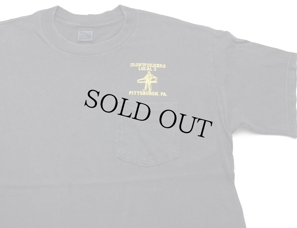 画像4: 00s USA製 IRONWORKERS LOCAL 3 Union Rock PITTSBURGH,PA. コットン ポケットTシャツ 黒 L (4)