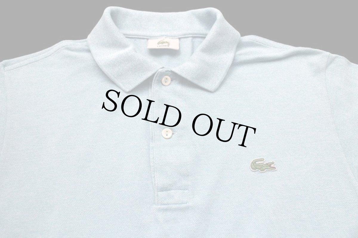 画像3: 00s LACOSTEラコステ ワンポイント コットン 鹿の子 ポロシャツ 杢ライトブルー 3★144 (3)